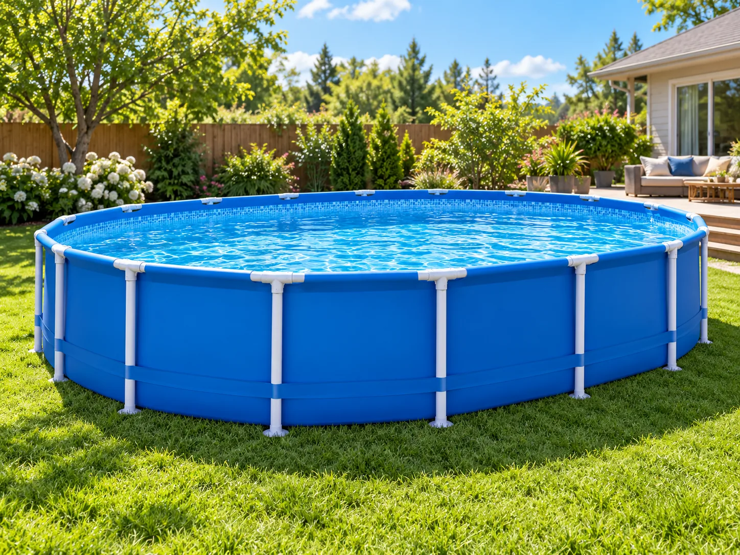 Recreación visual orientativa de piscina desmontable, no es una fotografía oficial del modelo Intex Small Frame 28272NP