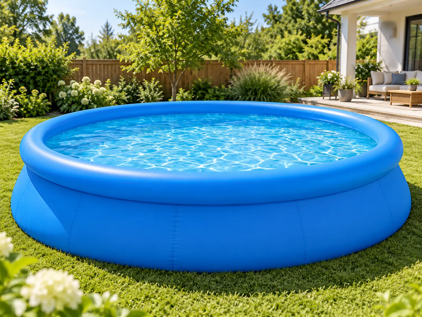 Recreación visual orientativa de piscina desmontable, no es una fotografía oficial del modelo Intex Easy Set 28142